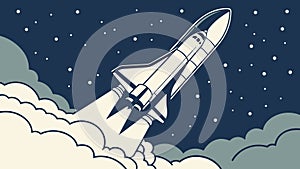 Space Shuttle Ascent Through Clouds, vector design Generative AI