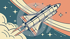 Space Shuttle Blasting Off, Dynamic Rocket Launch vector design Generative AI
