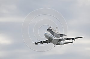 Space Shuttle Discovery on back of 747