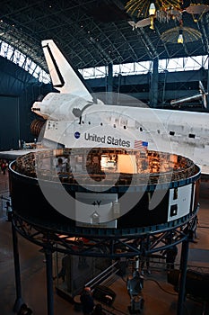 Space Shuttle Discovery at James S McDonnell Space Hangar at Steven F Udvar-Hazy Center, Smithsonian Air Space Museum, in Virginia