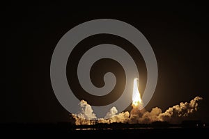 Space Shuttle Endeavour launch at night