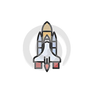 Space shuttle filled outline icon