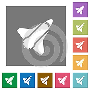 Space shuttle square flat icons
