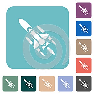 Space shuttle with launchers rounded square flat icons