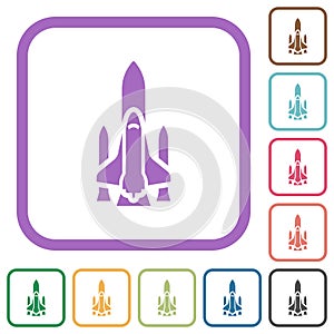 Space shuttle with launchers simple icons