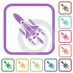 Space shuttle with launchers simple icons