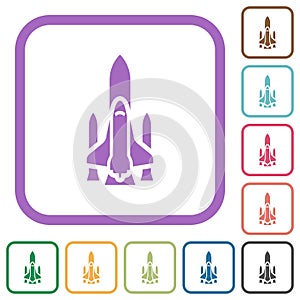 Space shuttle with launchers simple icons photo