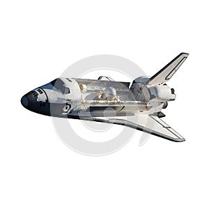 Space shuttle in orbit isolated on transparent background