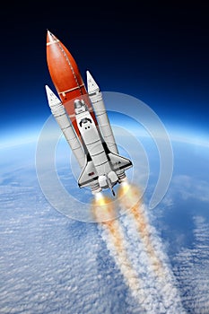 Space shuttle taking off to the sky ( NASA image not used )