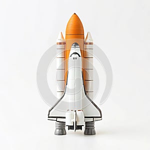 Space shuttle toy model on white background