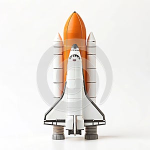 Space shuttle toy model on white background
