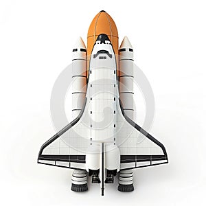 Space shuttle toy model on white background