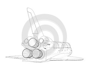 Space shuttle. Vector rendering of 3d