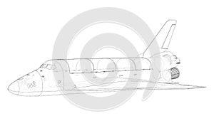 Space shuttle. Vector rendering of 3d
