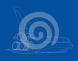 Space shuttle. Vector rendering of 3d