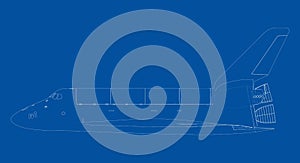 Space shuttle. Vector rendering of 3d