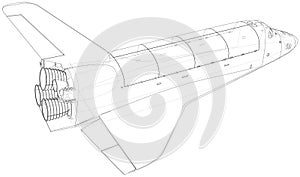 Space shuttle. Vector rendering of 3d