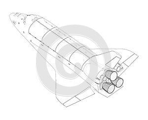 Space shuttle. Vector rendering of 3d