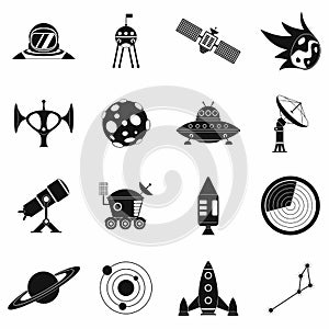 Space simple icons set