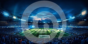 arena soccer stadium light game football world goal sport green. Generative AI.