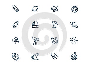 Space and stars vector linear icons set