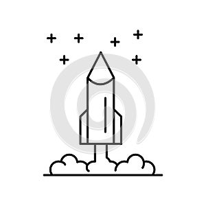 Space start up rocket line icon. Element of landscapes icon