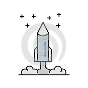 Space start up rocket line icon. Element of landscapes icon
