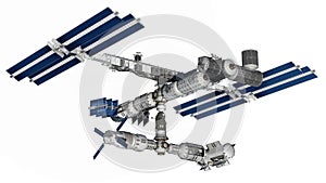 Space station satellite with isolation path on white