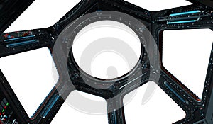 Space station window 3D rendering