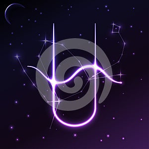 Space symbol of Ophiuchus of zodiac and horoscope concept, vector art and illustration. photo