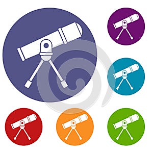 Space telescope icons set