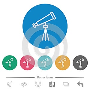 Space telescope outline flat round icons