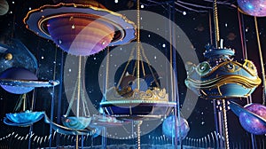 A space themed carnival with planets as carousels . Generative Ai