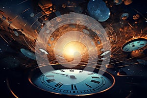 Space of time dimension concept. time theory. By generate Ai