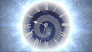 Space and time. Fast moving clock with lots of particles