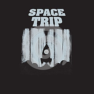 Space Trip vintage t-shirt typography. Vector illustration. EPS 10
