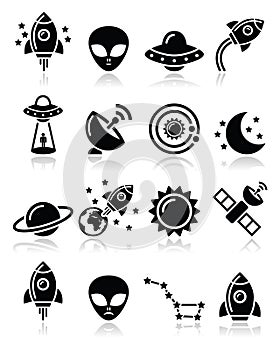 Space and UFO icons set