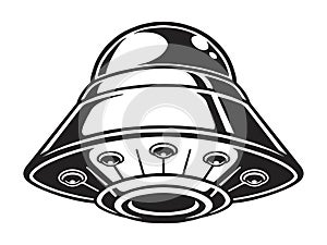 Space UFO logotype monochrome vintage