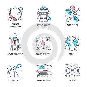 Space Universe Linear Icons