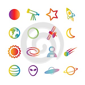 Space vector gradient icons
