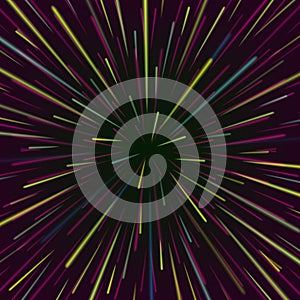 Space Vortex Vector. Abstract Background With Star Warp, Stars Burst Or Hyperspace.