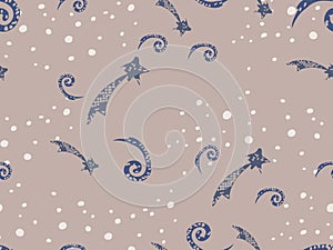 Space wallpaper for boys endless pattern hand art.