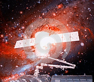 Spacecraft in deep space. Elements of this Image Furnished by NASA