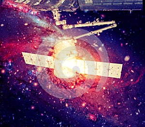 Spacecraft in deep space. Elements of this Image Furnished by NASA