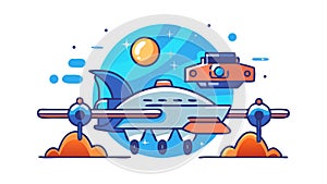 Spacecraft Drone Base, Interplanetary Logistics Hub, vector design Generative AI photo