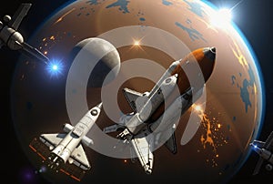 Spacecraft Orbiting Distant Planet