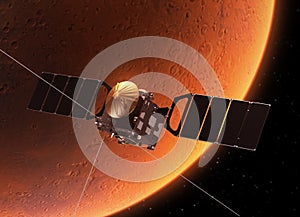 Spacecraft Orbiting Planet Mars
