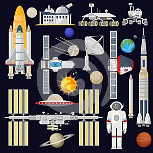 Spacecraft and space technology industry for infographic.