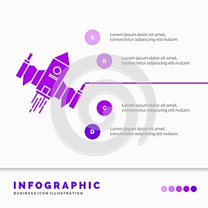 spacecraft, spaceship, ship, space, alien Infographics Template for Website and Presentation. GLyph Purple icon infographic style
