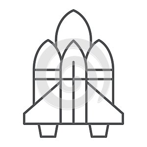 Spacecraft thin line icon, astronomy and spaceship, rocket sign, vector graphics, a linear pattern on a white background